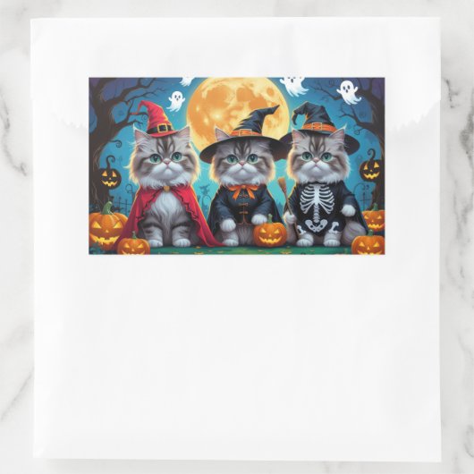 Perzische katten pompoen Halloween grappig Rechthoekige Sticker (Tas)