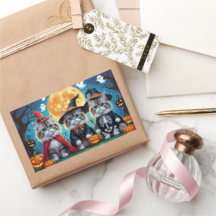 Perzische katten pompoen Halloween grappig Rechthoekige Sticker