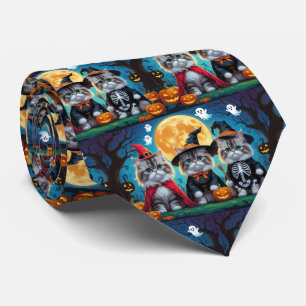 Perzische katten pompoen Halloween grappig Stropdas