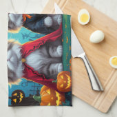 Perzische katten pompoen Halloween grappig Theedoek (Quarter Fold)
