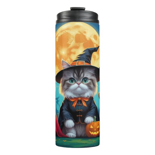 Perzische katten pompoen Halloween grappig Thermosbeker (Voorkant)