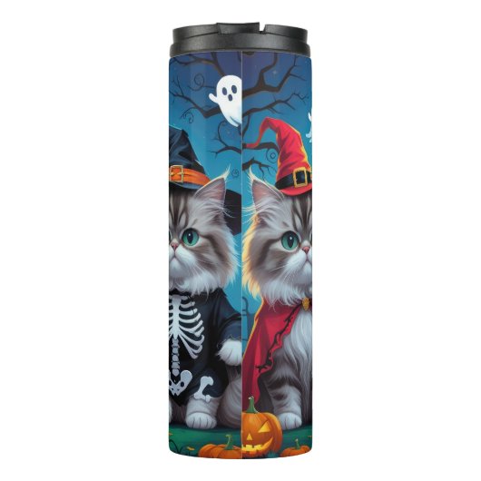 Perzische katten pompoen Halloween grappig Thermosbeker (Achterkant)