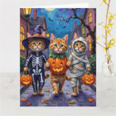 Perzische katten truc-of-behandelen Halloween kost Kaart (Gele Bloem)