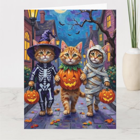 Perzische katten truc-of-behandelen Halloween kost Kaart (Voorkant)