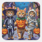 Perzische katten truc-of-behandelen Halloween kost Vierkante Sticker (Voorkant)