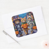 Perzische katten truc-of-behandelen Halloween kost Vierkante Sticker (Envelop)