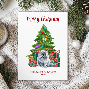 Perzische Kattenfamilie Kerstmis Feestdagenkaart