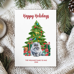 Perzische Kattenfamilie Kerstmis Feestdagenkaart