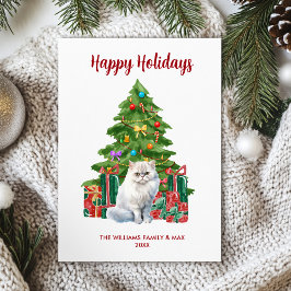 Perzische Kattenfamilie Kerstmis Feestdagenkaart