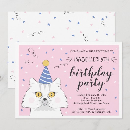 Perzische kattenpootaardappel Confetti Birthday Kaart (Voorkant / Achterkant)