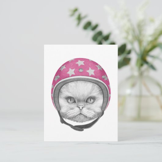 Perzische kattenrijder briefkaart (Staand voorkant)