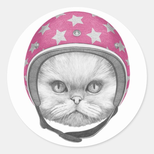 Perzische kattenrijder ronde sticker (Voorkant)
