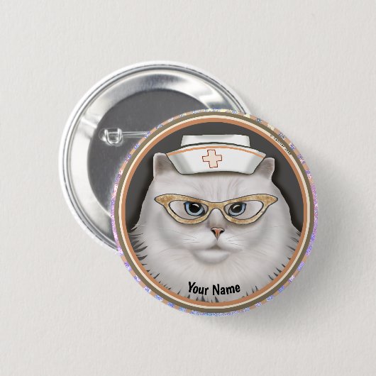 Perzische kattenzuster-pen ronde button 5,7 cm (Voorkant /achterkant)