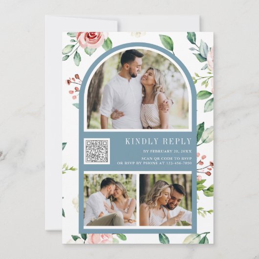 Perzische kegel Stusty Blue QR Code Weddenschap Kaart (Achterkant)