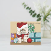 Perzische kerstkat feestdagenkaart (Staand voorkant)