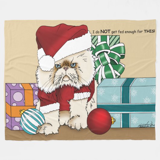Perzische kerstkat fleece deken (Voorkant (Horizontaal))