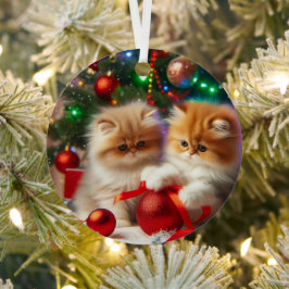 Perzische Kittens vrolijk kerstfeest Metalen Ornament