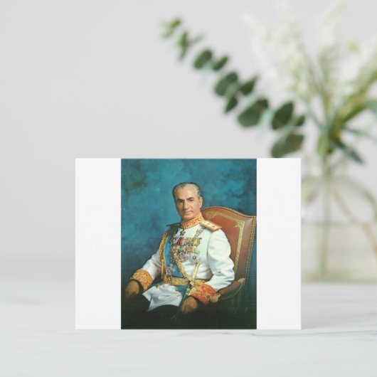 Perzische koning Mohammad Reza Shah Pahlavi Briefkaart (Staand voorkant)