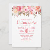Perzische koraalbloemen Quinceanera Birthday Party Kaart (Voorkant)