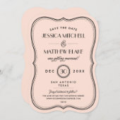  Perzische Kunst Deco Monogram sparen de Datum Save The Date (Voorkant / Achterkant)