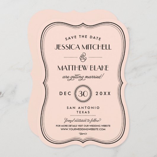 Perzische Kunst Deco Monogram sparen de Datum Save The Date (Voorkant / Achterkant)