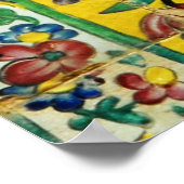 Perzische kunstbloemen en vogelmozaïek Tegel, Iran Poster (Hoek)