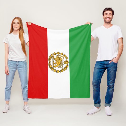 Perzische leeuw en zon vlag kroon Pahlavi monarchi Fleece Deken (In situ)