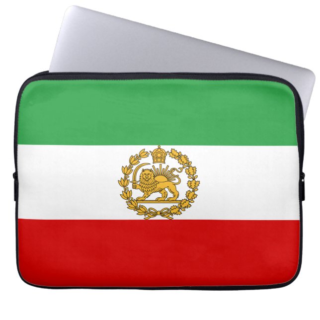 Perzische leeuw en zon vlag kroon Pahlavi monarchi Laptop Sleeve (Voorkant)