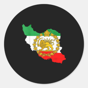Perzische leeuw, Iran kaart, Iraanse vlag, leeuw & Ronde Sticker