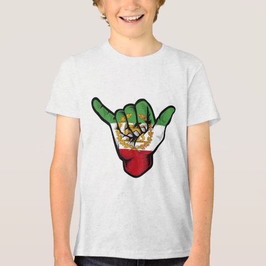 Perzische Leeuw Shaka Hand Tri-Blend Shirt (Voorkant)