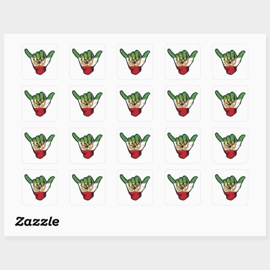 Perzische Leeuw Shaka Hand Vierkante Sticker (Vel)