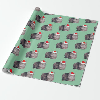 Perzische longhaastige kat met een Santa Hat Cadeaupapier