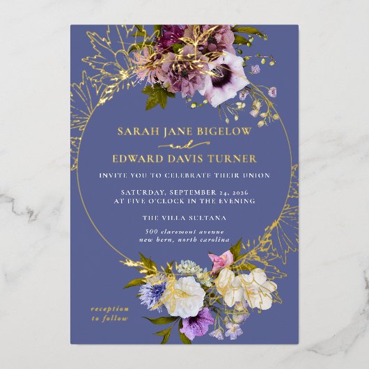 Perzische maagdenpalmbloemen folie uitnodiging (Voorkant)