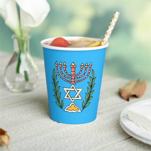 Perzische Magen David Menora Papieren Bekers (Insitu)