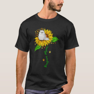 Perzische mam kletskat op zonnebloempjes over de l t-shirt