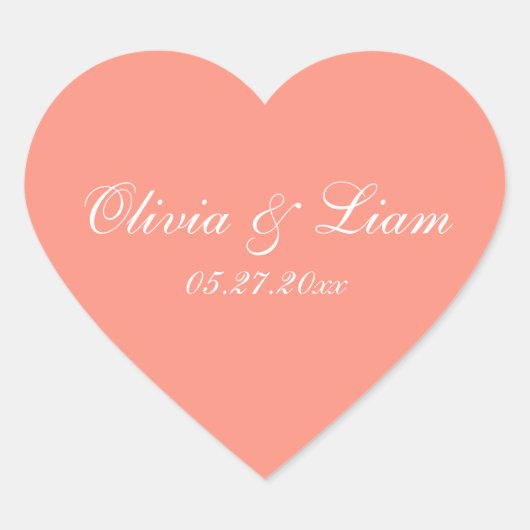 Perzische Melon Naam Datum legant bruiloft Hart Sticker (Voorkant)