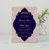 Perzische Mihrab Artistieke Islamitische Trouwdag Folie Uitnodiging (Staand Voorkant)