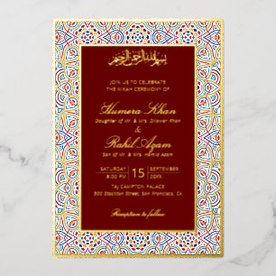 Perzische Mihrab Artistieke Islamitische Trouwdag Folie Uitnodiging