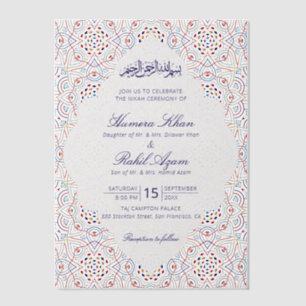 Perzische Mihrab Artistieke Islamitische Trouwdag Vellum Uitnodigingen