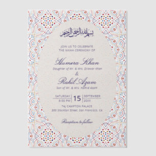 Perzische Mihrab Artistieke Islamitische Trouwdag Vellum Uitnodigingen