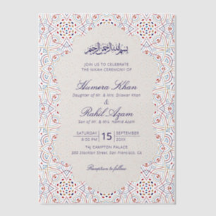 Perzische Mihrab Artistieke Islamitische Trouwdag Vellum Uitnodigingen