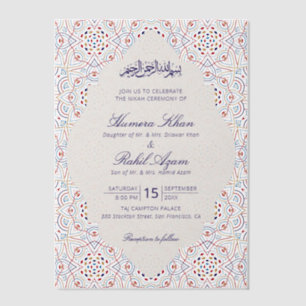 Perzische Mihrab Artistieke Islamitische Trouwdag Vellum Uitnodigingen