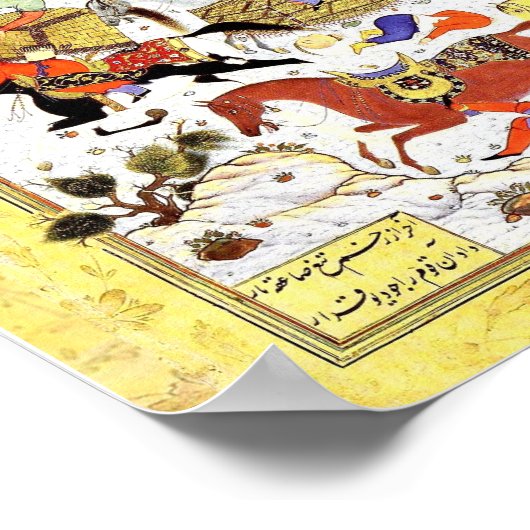 Perzische miniatuur: Bandenaanval op de Caravan Poster (Hoek)