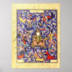 Perzische miniatuur: De Mi'raj van de profeet Poster