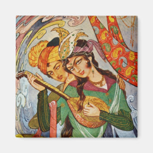 Perzische miniatuur nimf met setar magneet