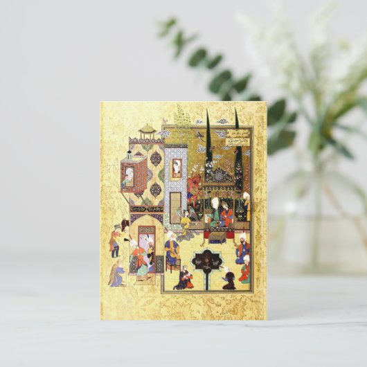 Perzische miniatuur: Solomon en Bilqis hebben een Briefkaart (Staand voorkant)