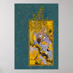 Perzische miniatuurschilderkunst Groen & Goud Isla Poster