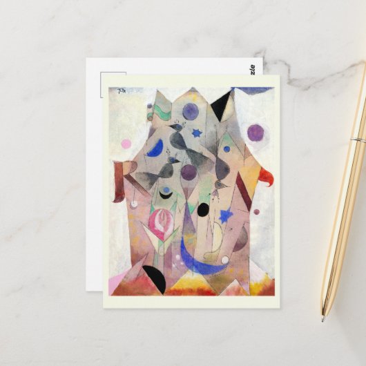 Perzische nachtegalen door Paul Klee, Abstracte ku Briefkaart (Voorkant / Achterkant in situ)