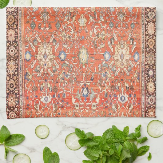 Perzische neerwaartse druk op de zijde theedoek (Gevouwen)