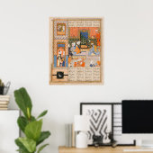 Perzische oude literaire kunst koning en boer poster (Thuiskantoor)